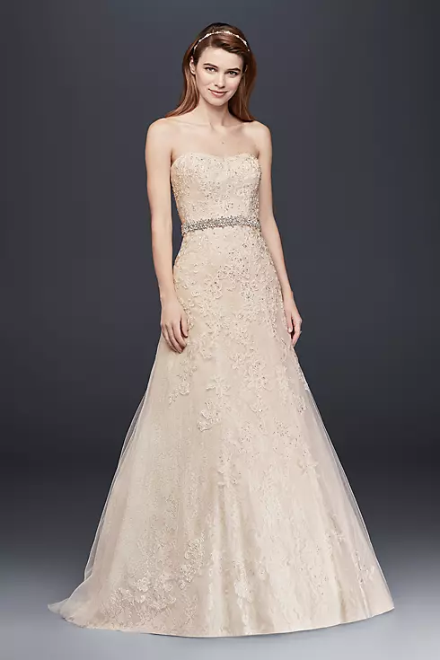 Jewel Lace A-Line Wedding Dress with Beading Image 1