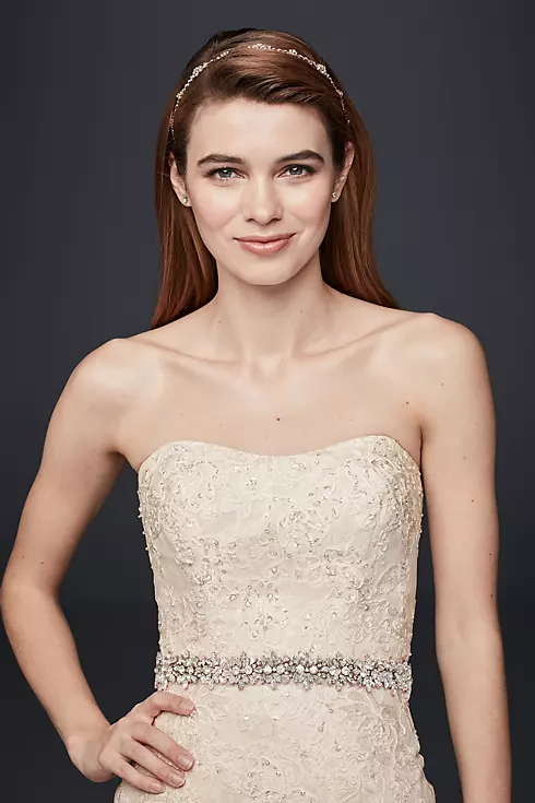 As-Is Lace A-Line Petite Wedding Dress with Beads Image 3