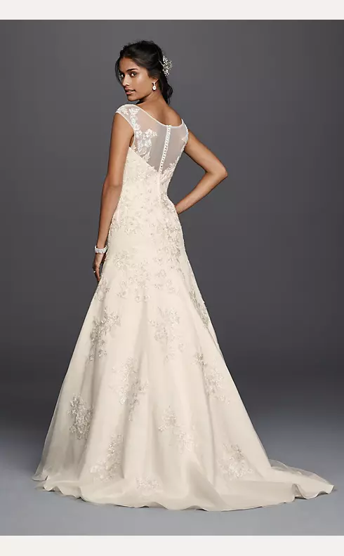 As-Is Tulle Aline Wedding Dress with Lace Applique Image 2