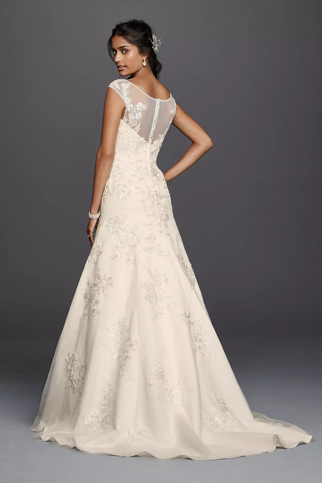 As-Is Tulle Aline Wedding Dress with Lace Applique Image 2