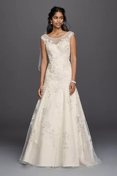As-Is Tulle Aline Wedding Dress with Lace Applique Image 1