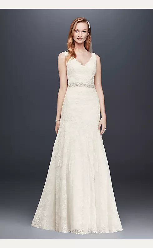 As-Is Lace Scalloped Neck Mermaid Wedding Dress Image 1