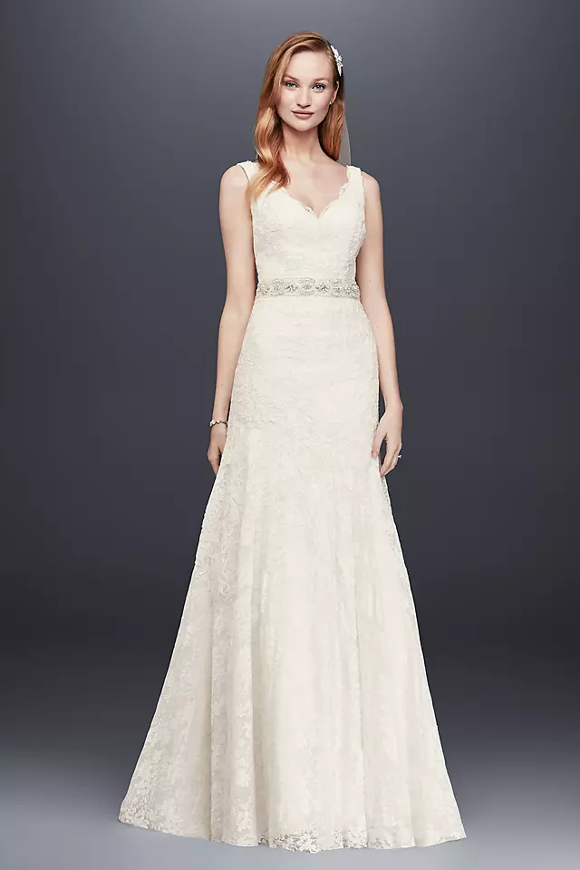 As-Is Lace Wedding Dress with Scalloped V-Neck Image