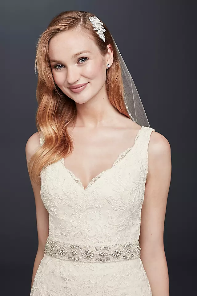 As-Is Lace Wedding Dress with Scalloped V-Neck Image 3
