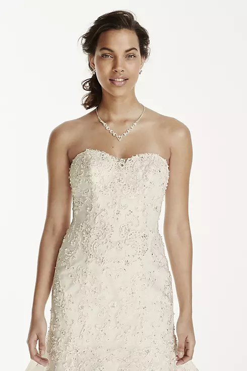 Jewel Organza Trumpet Wedding Dress with Lace  Image 3
