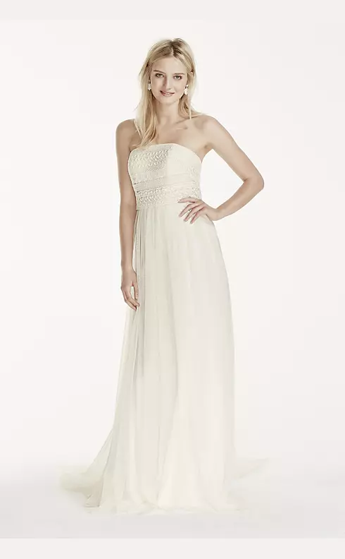 Strapless Tulle Sheath Dress with Lace Bodice Image 1