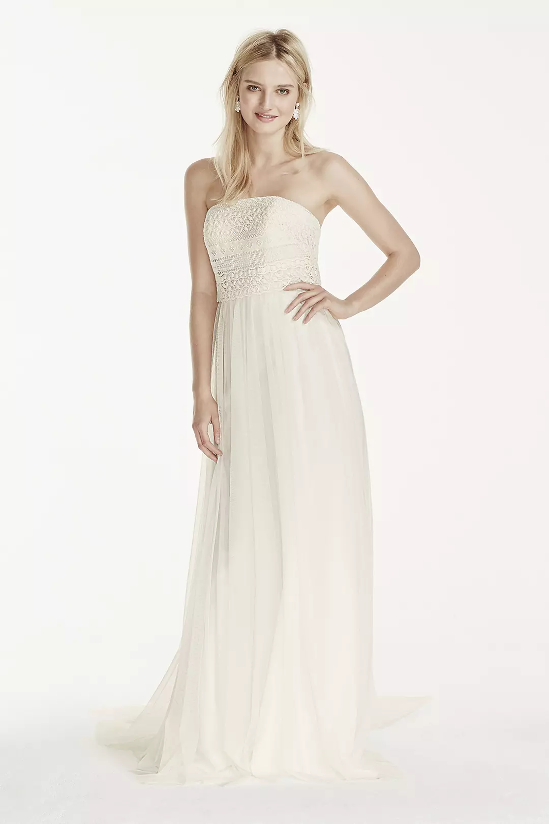 Strapless Tulle Sheath Dress with Lace Bodice Image