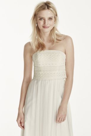 Strapless Tulle Sheath Dress with Lace Bodice | David's Bridal
