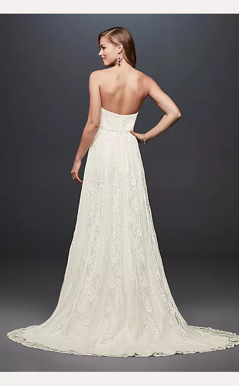 Galina Strapless Linear Lace Sheath Wedding Dress Image 2