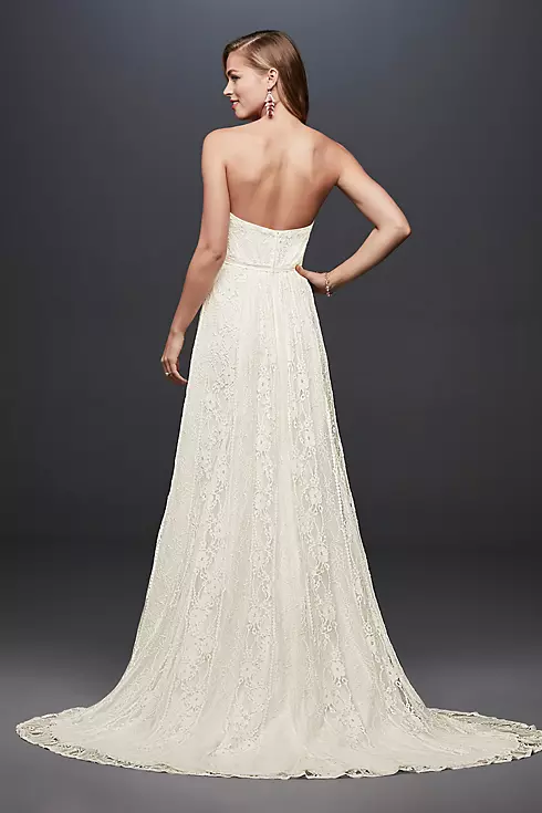 Galina Strapless Linear Lace Sheath Wedding Dress Image 2