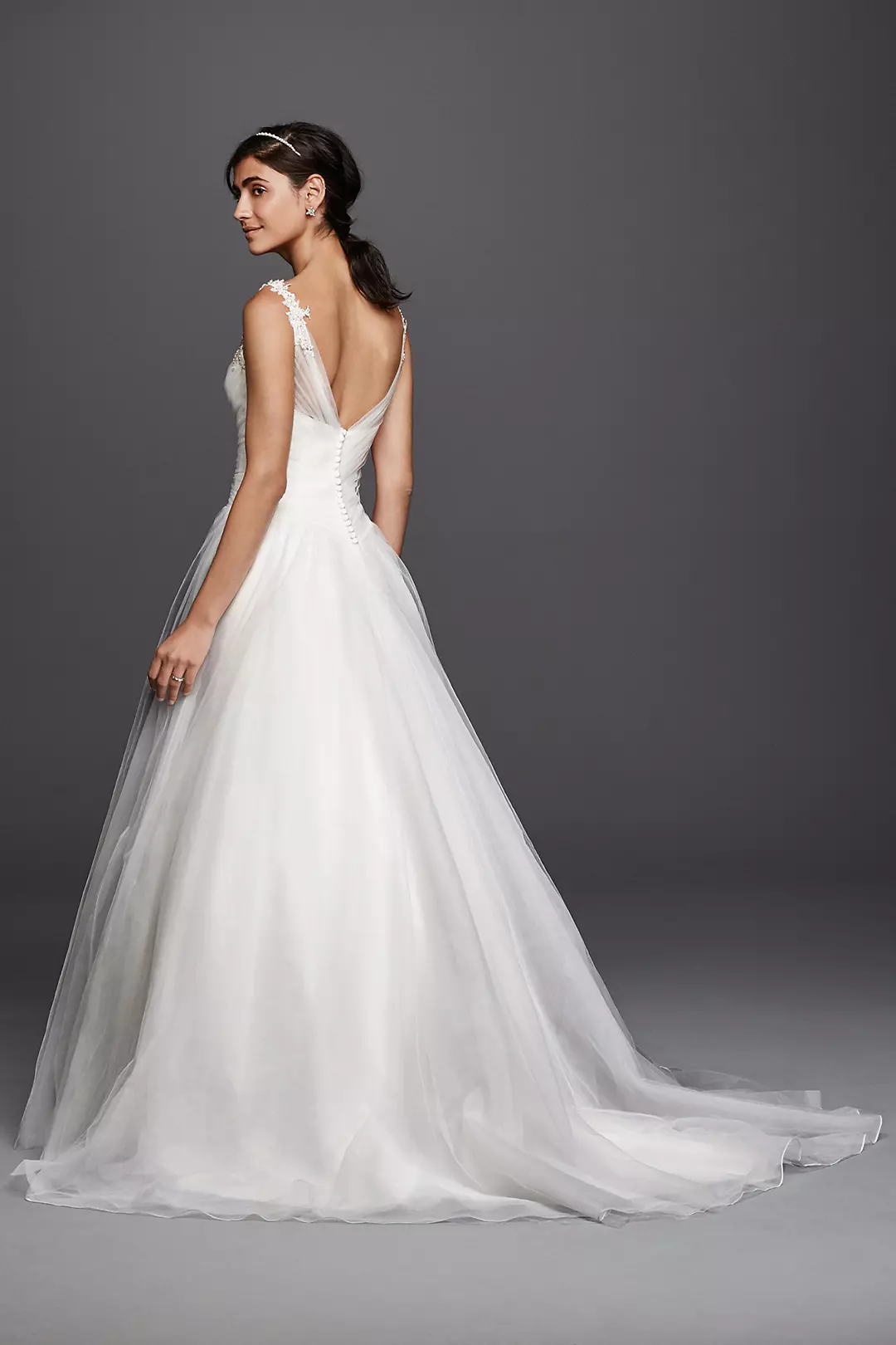 As-Is Tulle Wedding Dress with Illusion Straps Image 2