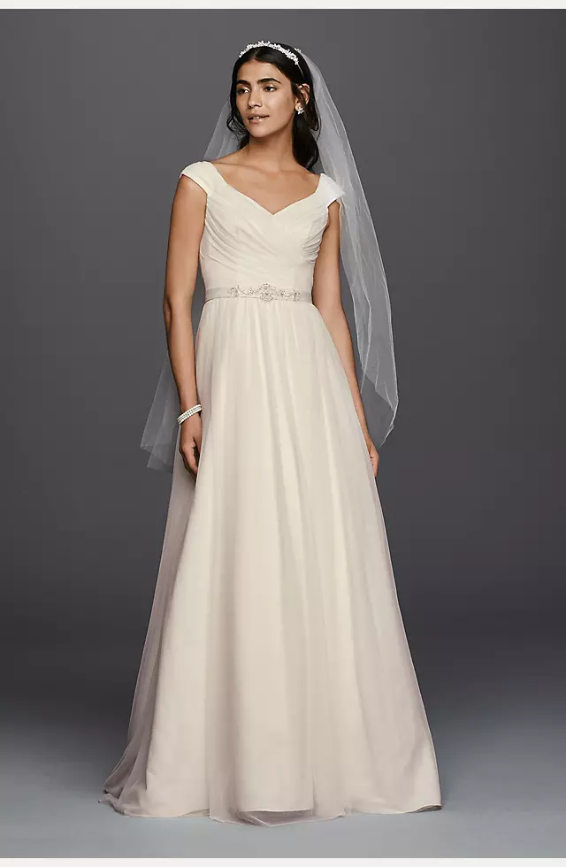 As-Is Tulle A-line Wedding Dress with Beaded Sash  Image