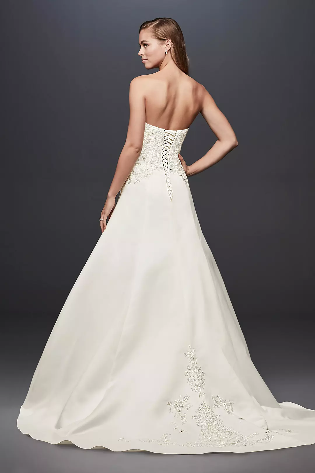 Strapless Satin A-line Wedding Dress with Beading