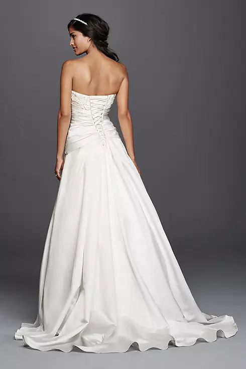 Beaded Lace Applique Plus Size Satin Wedding Dress Image 2