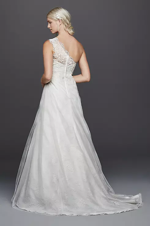 One Shoulder Tulle A-line with Lace Wedding Dress Image 2