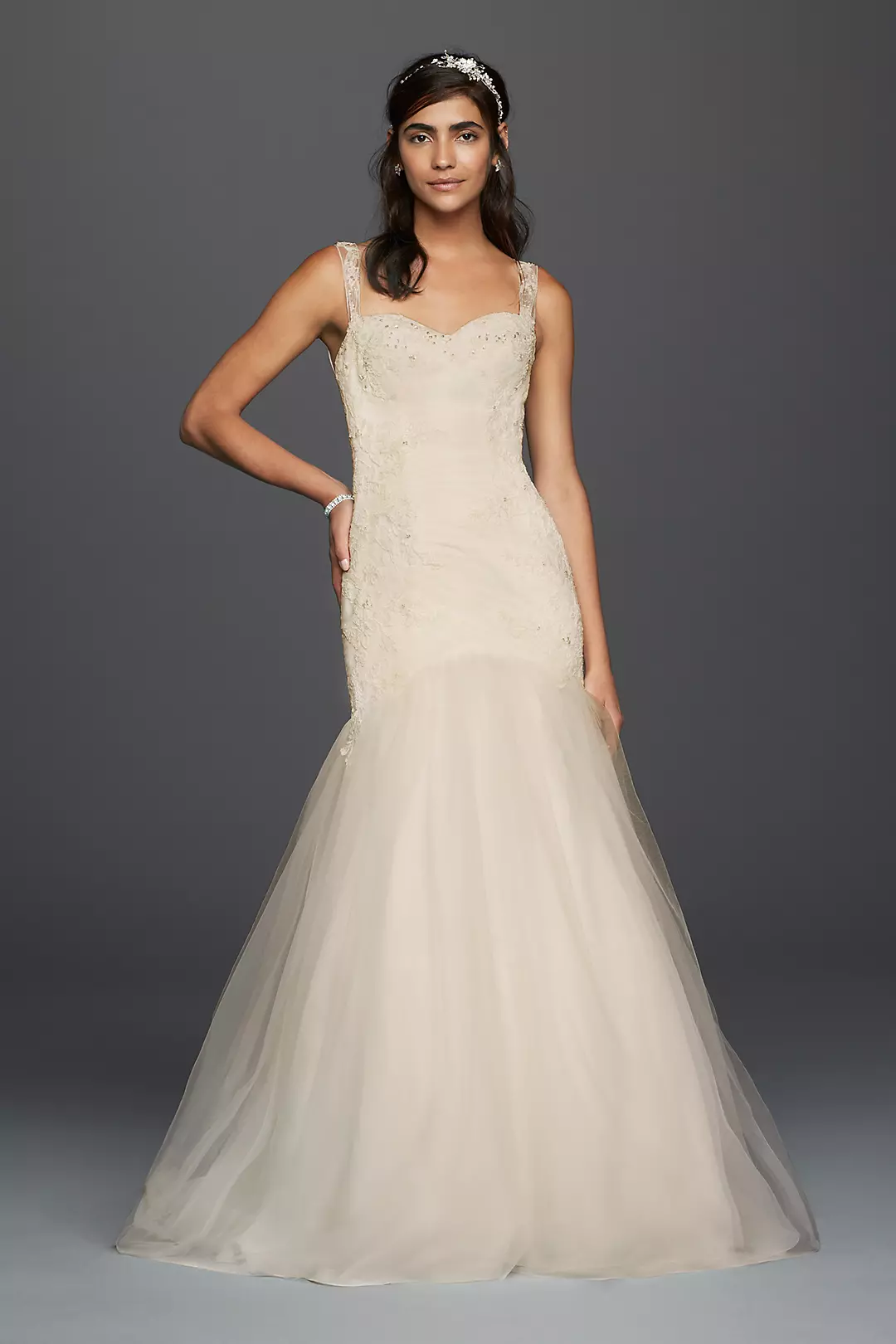 As-Is Tulle Trumpet Illusion Back Wedding Dress Image