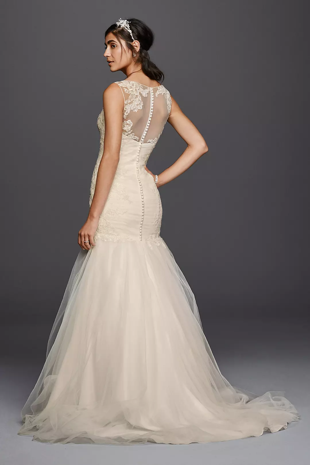 As-Is Tulle Trumpet Illusion Back Wedding Dress Image 2