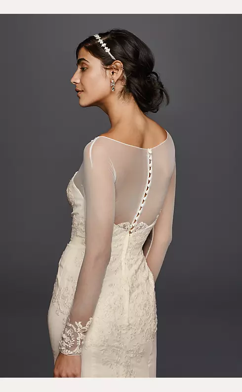 Long Sleeved Chiffon Wedding Dress Image 3
