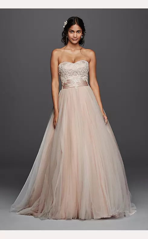 Jewel Strapless Tulle Beaded Lace Wedding Dress Image 1