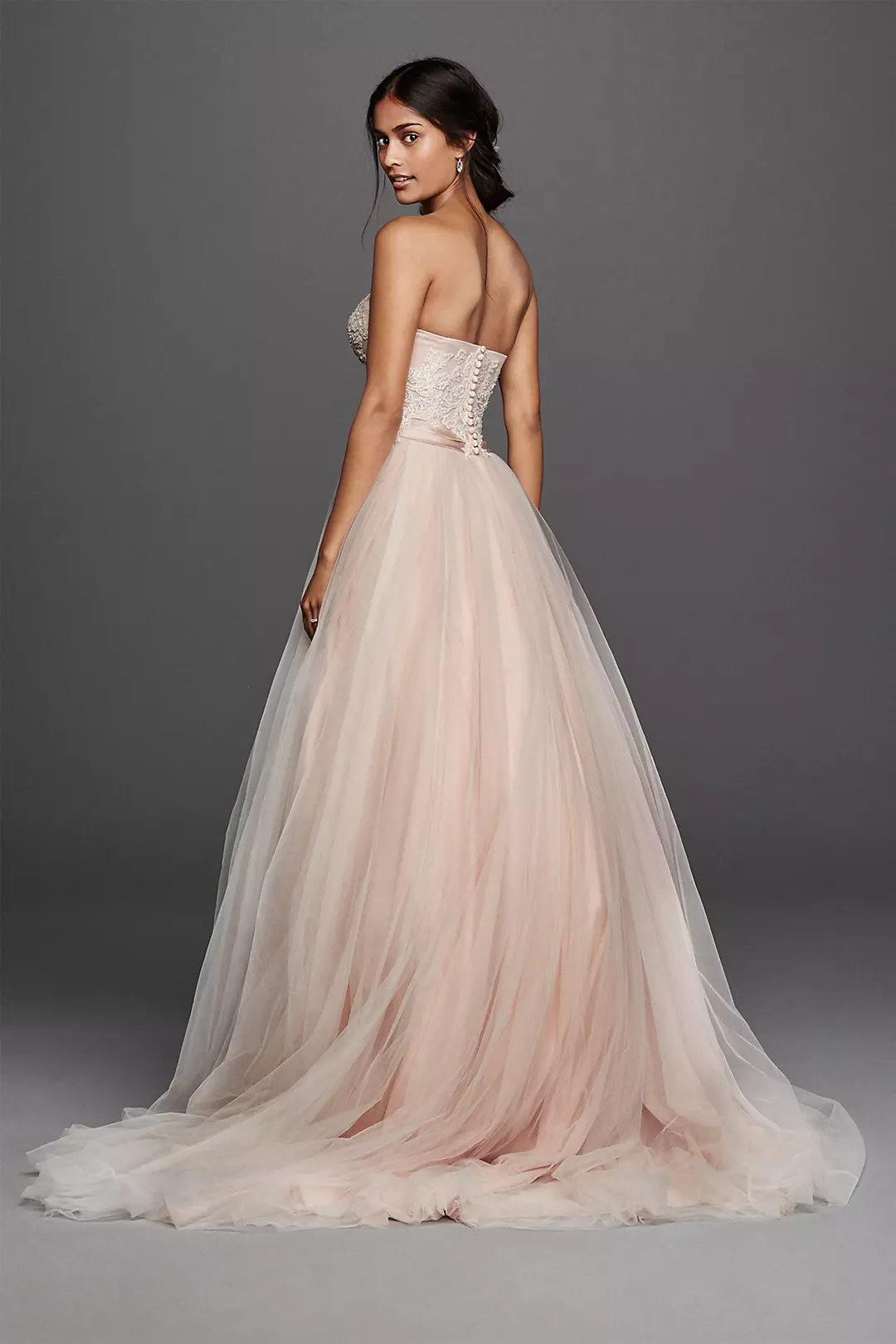 As-Is Strapless Tulle Beaded Lace Wedding Dress Image 2