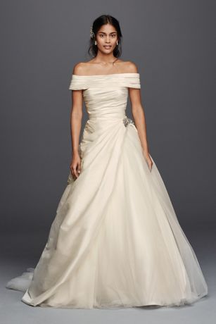 Off the Shoulder Ball Gown Taffeta Wedding Dress