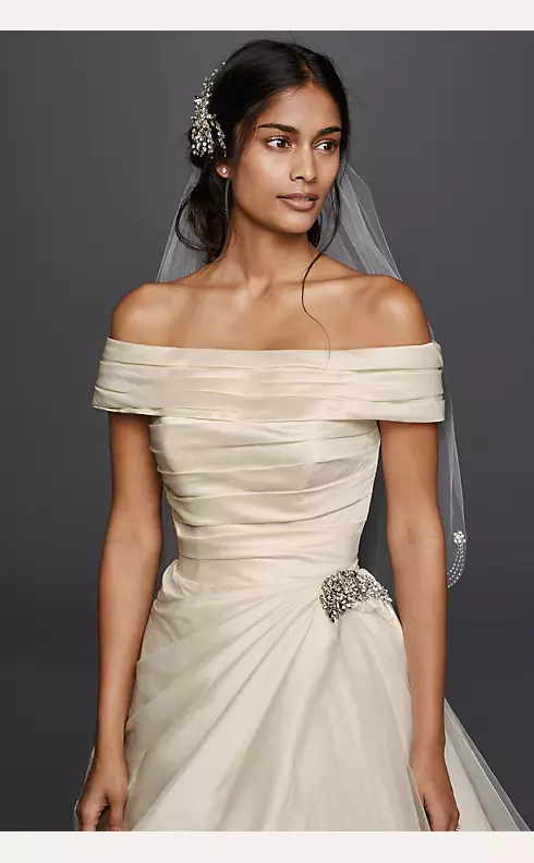 Jewel Taffeta Wedding Dress with Brooch Image 4