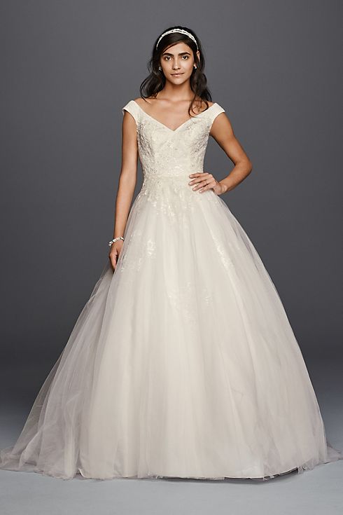 As-Is Jewel Tank Tulle Wedding Dress with Lace  Image