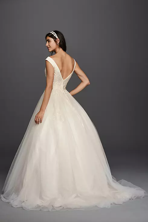 Sequin Lace Applique V-Neck Tulle Wedding Dress Image 2