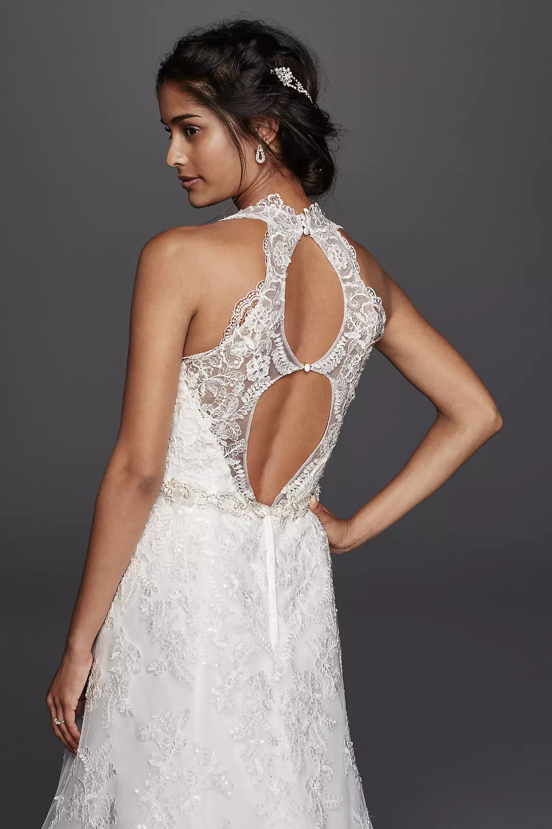 As-Is Lace Wedding Dress with Halter Neckline Image 3