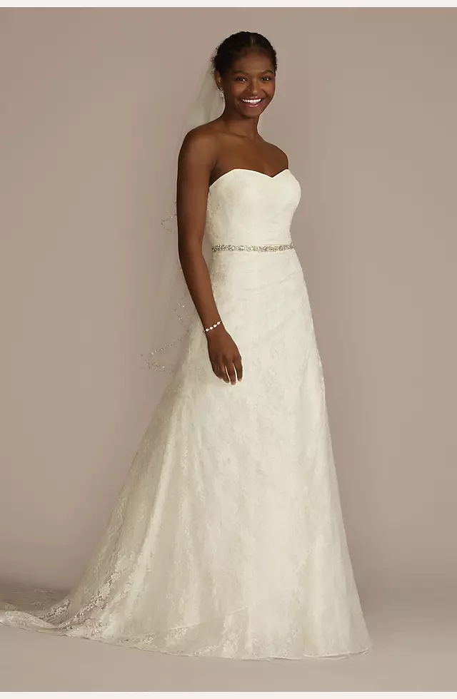 Allover Lace A-Line Strapless Wedding Dress