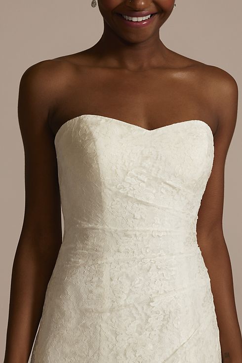 Allover Lace A-Line Strapless Wedding Dress Image 3