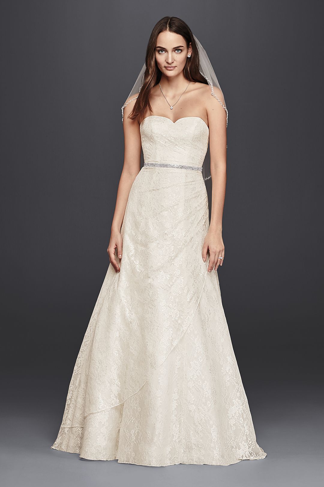 As-Is Lace A-Line Strapless Wedding Dress Image 4