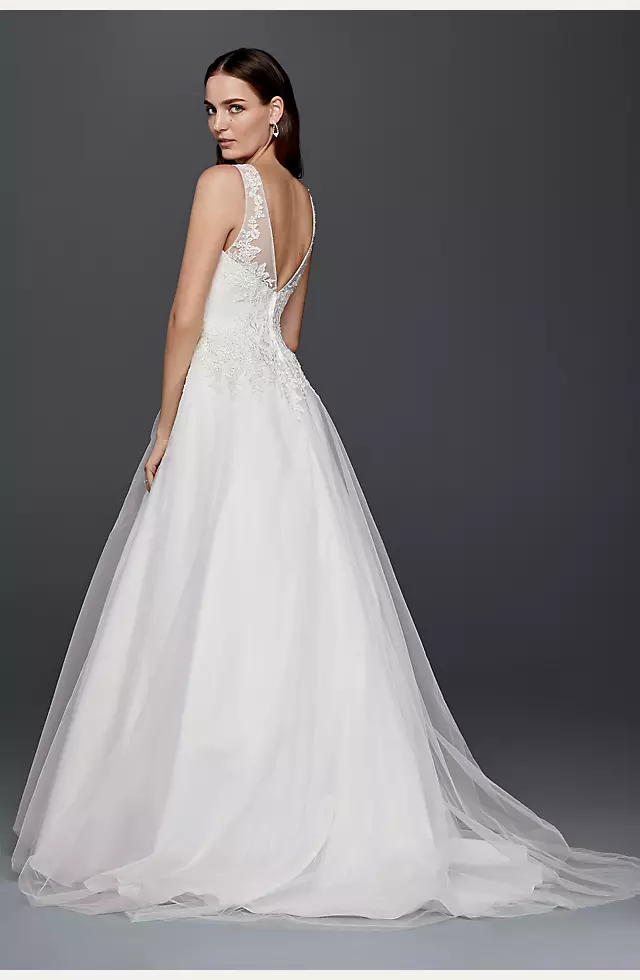 A-Line Wedding Dress with Illusion Lace Neckline Image 2