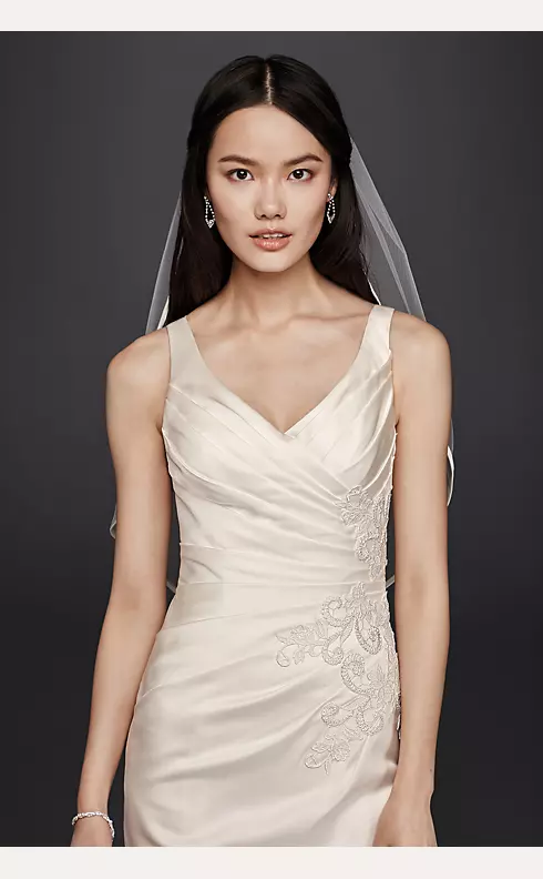 V-Neck Trumpet Wedding Dress with Pleated Bodice Image 3