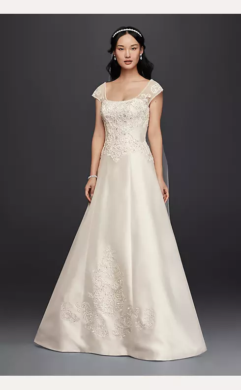 Satin Cap Sleeve Wedding Dress | David's Bridal
