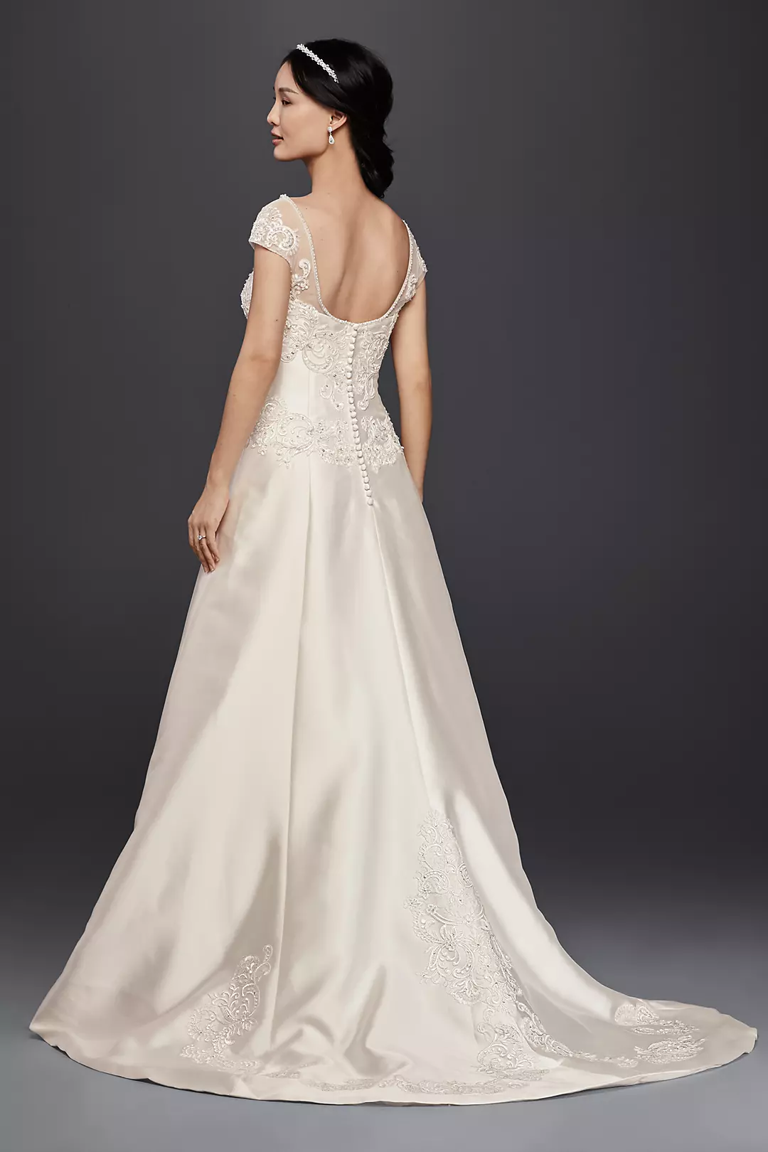 Satin Cap Sleeve Wedding Dress | David's Bridal