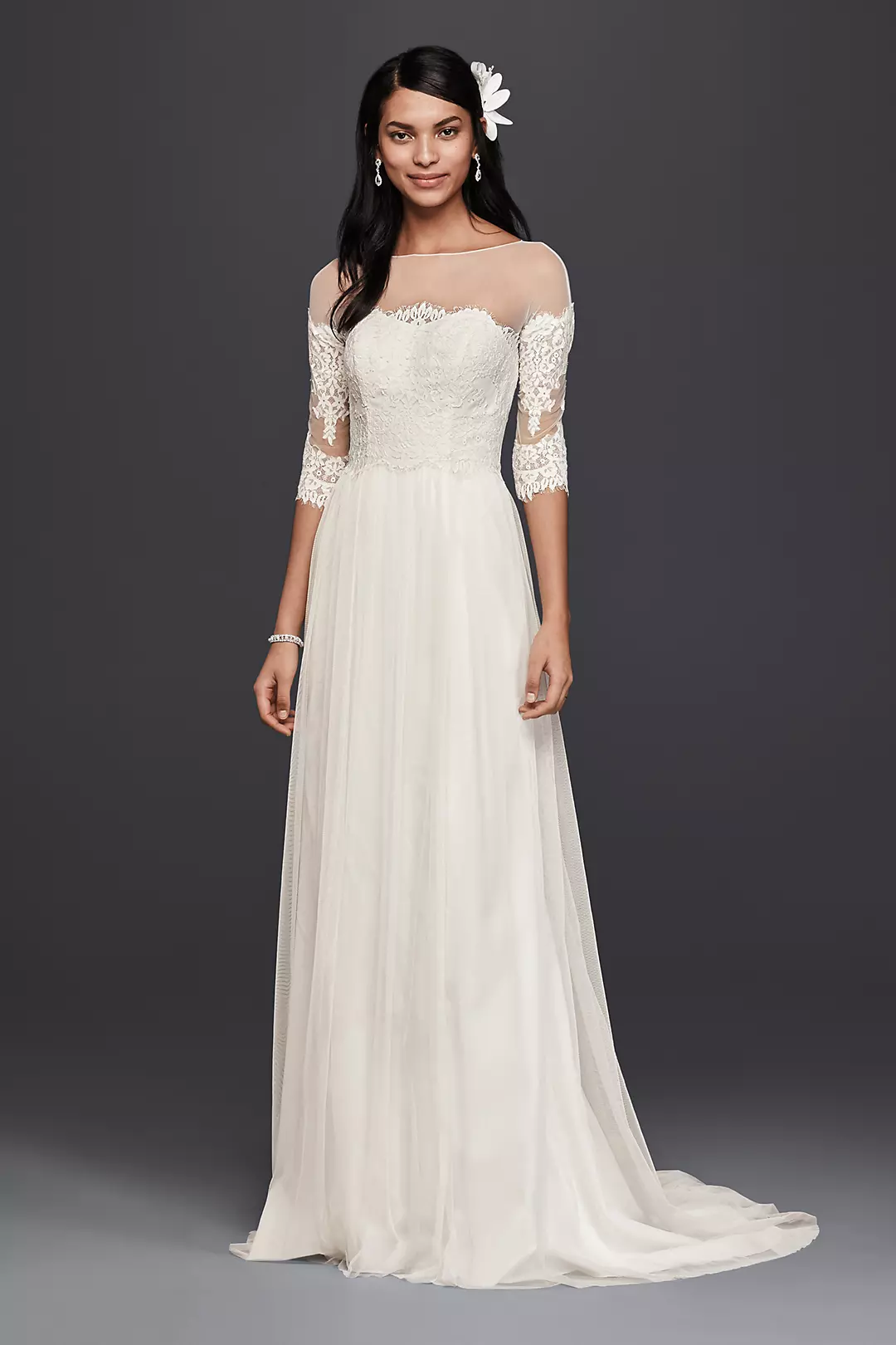 As-Is Wedding Dress with Lace Sleeves Image