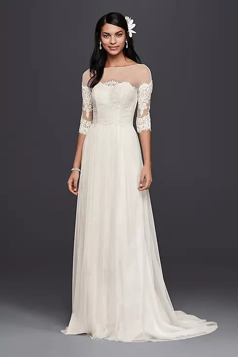 As-Is Wedding Dress with Lace Sleeves Image 1