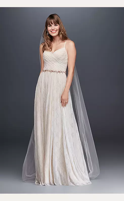 As-Is Soft Lace Wedding Dress with Pleated Bodice Image 1