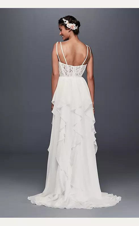 Ruffled Chiffon Wedding Dress with Lace Back   Image 2