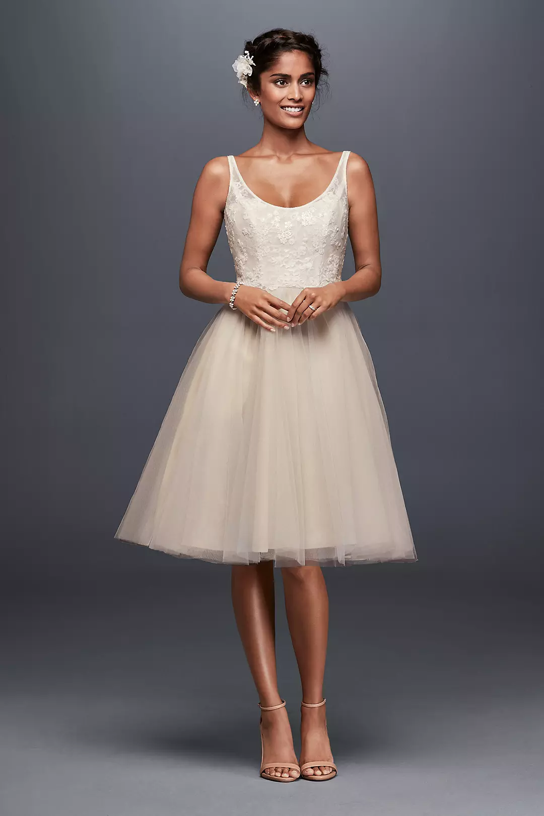 Tulle and Embroidered Lace Short Wedding Dress