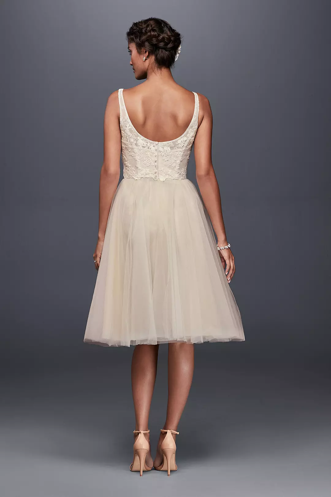 Tulle and Embroidered Lace Short Wedding Dress Image 2