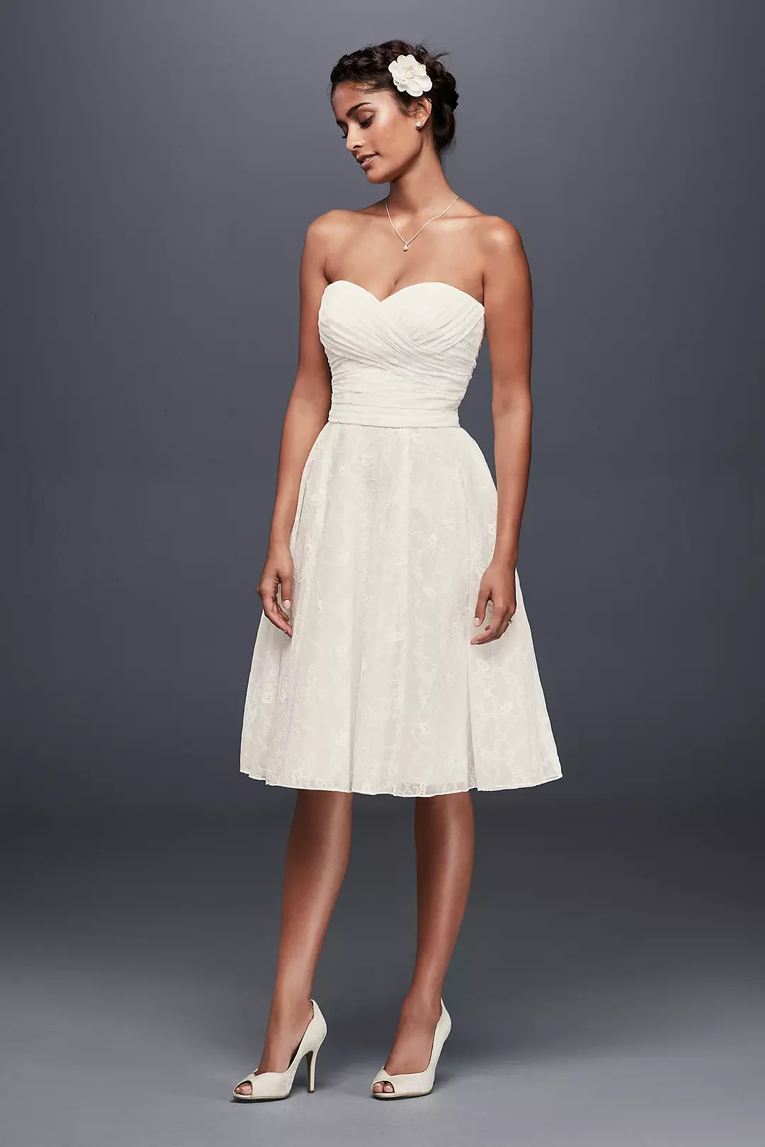 Strapless Lace Plus Size Short Wedding Dress Image