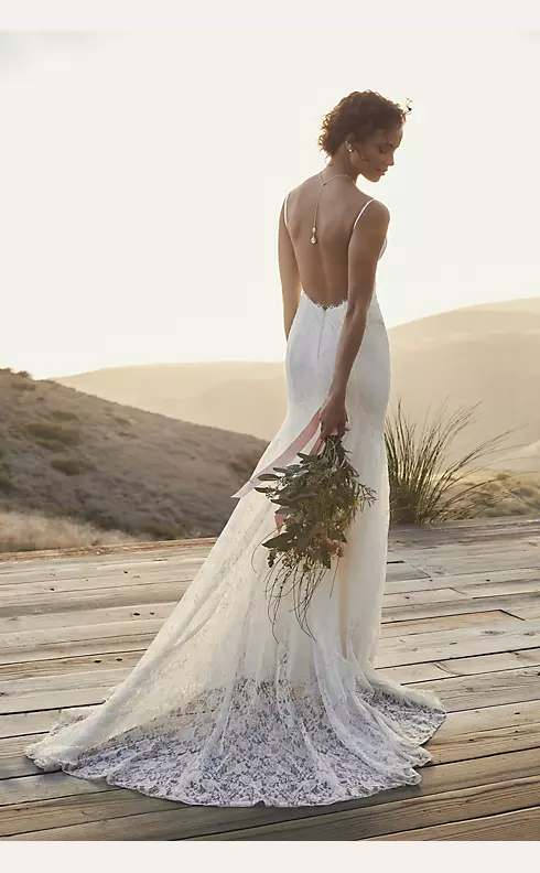 Low- Back Soft Lace Wedding Dress Image 6