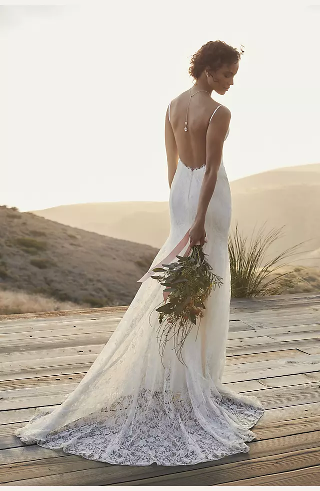 Low- Back Soft Lace Wedding Dress Image 6