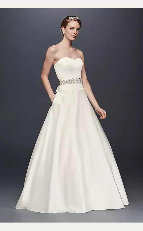 Satin Sweetheart Ball Gown with Button Back  Image 1