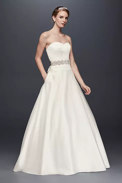 Satin Sweetheart Ball Gown with Button Back  Image 1