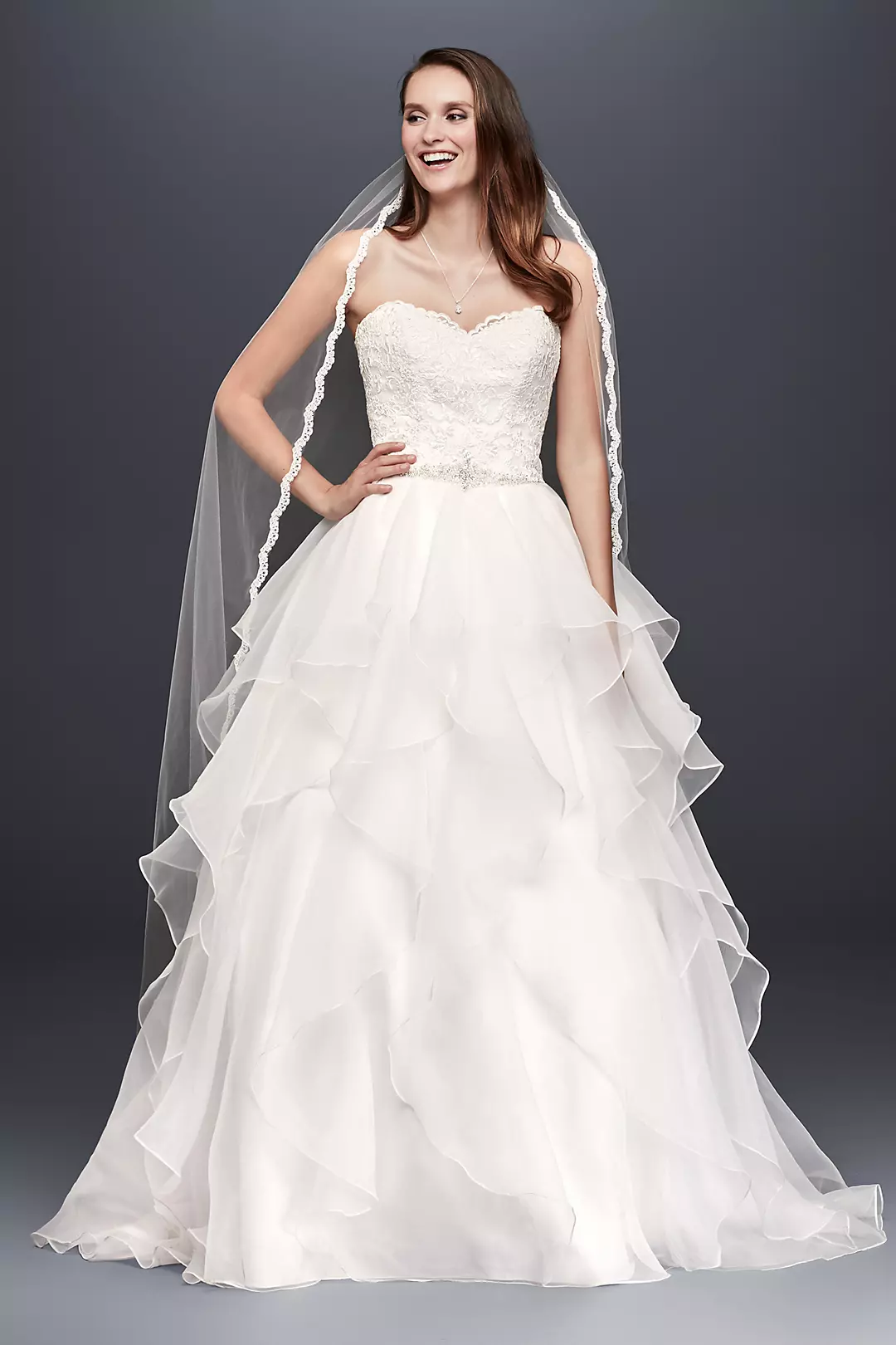 As-Is Lace and Organza Petite Wedding Ball Gown Image