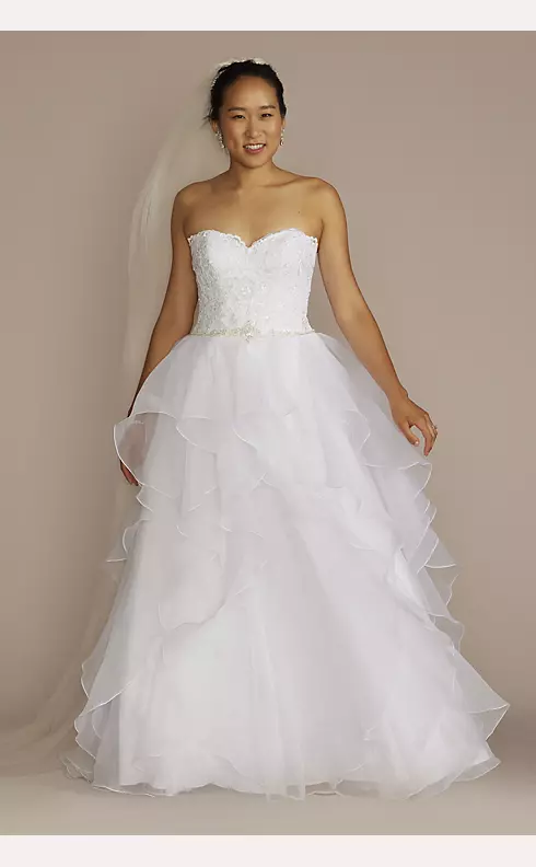 Lace and Organza Petite Wedding Ball Gown Image 1