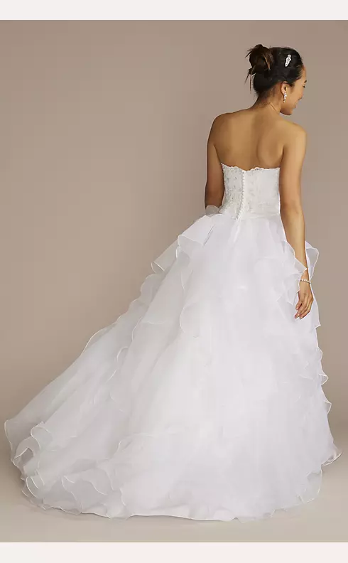 Lace and Organza Petite Wedding Ball Gown Image 2